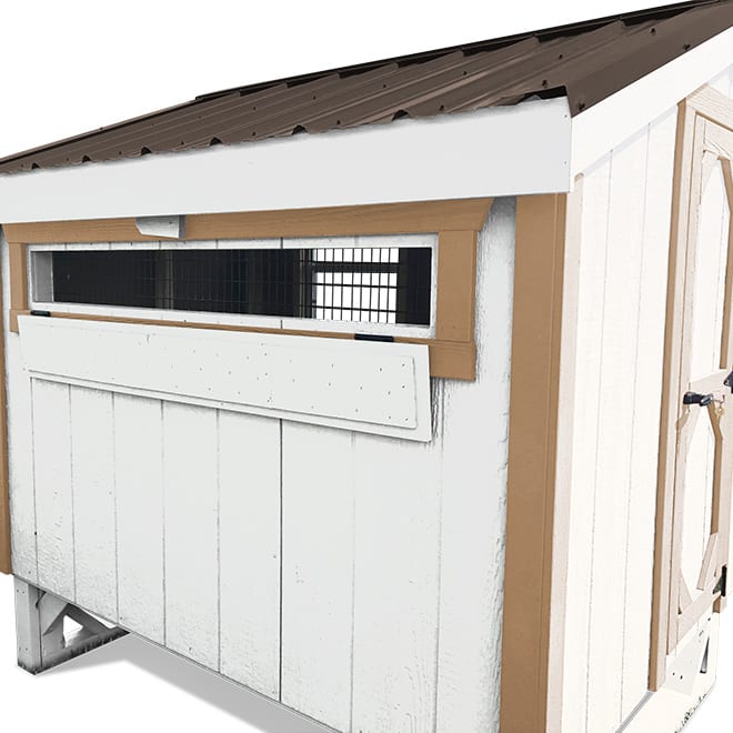 Back View of Chicken Coop Show with Air Vent in Open Position