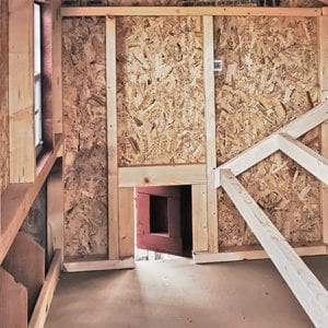 amish chicken coop kits interior view of quaker 4x6 for 6 hens for backyard chicken keepers - all wood roosting bars, nest boxes and siding, stick construction and brown wp smart floor for easy cleaning